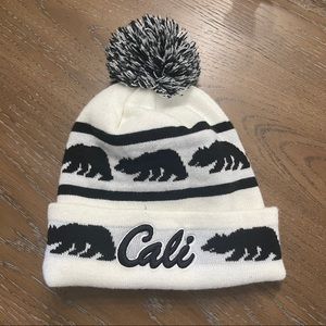 Cali Pom Pom Black & White Bear Beanie